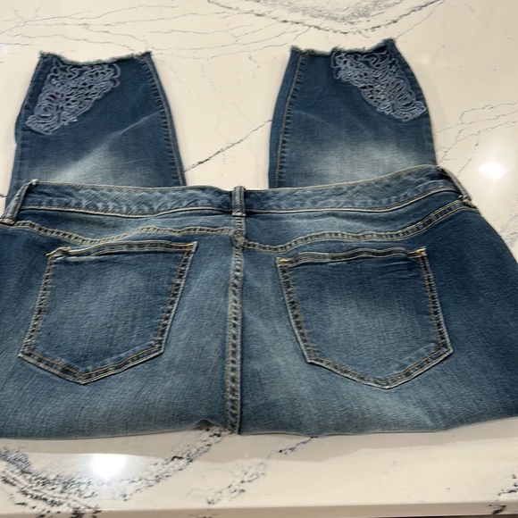 Torrid Crop Plus Blue Jean with Cutouts at Bottom of Legs with Frayed Hem sz.18 - Picture 1 of 7